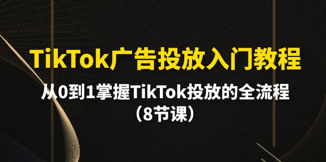 TikTok广告投放入门教程，从0到1把握TikTok推广等各个环节（8堂课）
