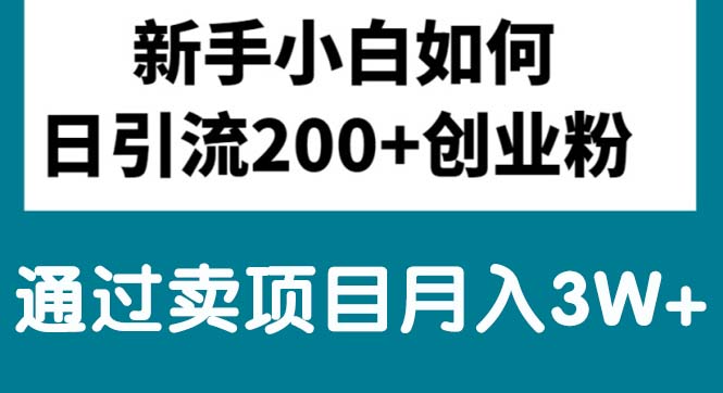 新手小白日引流200+创业粉,通过卖项目月入3W+，开启您的成功之路