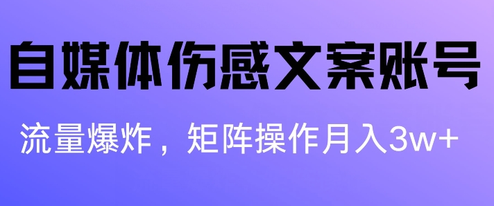 自媒体伤感文案账号，制作简单，流量爆炸账号很容易复制，矩阵月入1W+