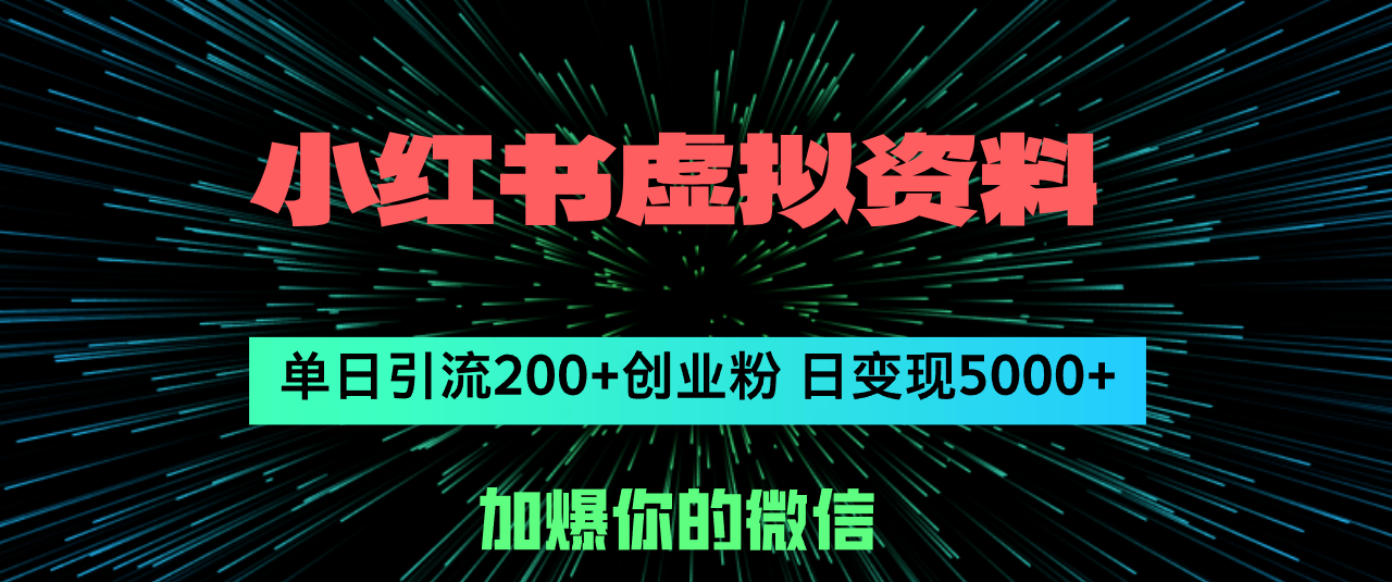 小红书虚拟资料日引流 200 + 创业粉的策略与实践，单日变现5000+