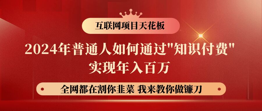 2024年普通人如何通过”知识付费：开启智慧与价值的新通道”月入十万年入百万，实现财富自由