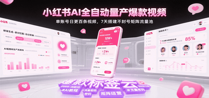 ovccnqjpqoi.png 小红书AI全自动量产爆款视频,单账号日更百条视频,7天搭建不封号矩阵流量池(更新)
